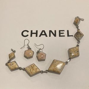 Picture JASPER stone Earrings and necklace set